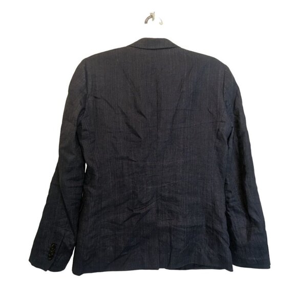 H&M Men's Slim Fit Linen Dark Blue Jacket Blazer Size 38R - Picture 3 of 5